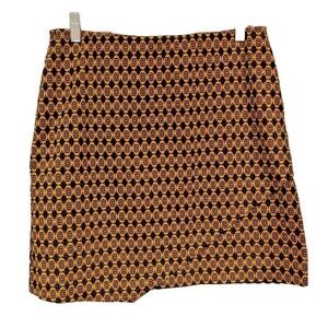 Cabi Mini Skirt Geometric Gold Black Pattern Womens Medium‎